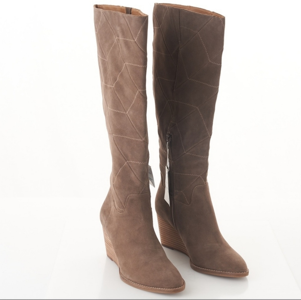 SALE! NWT! Lucky Brand Waterproof Suade tall wedge boots